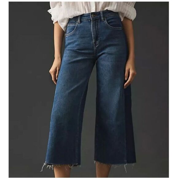 Joie Wide Leg Stretch Two Tone Cropped Jeans Size 26 - Picture 1 of 8